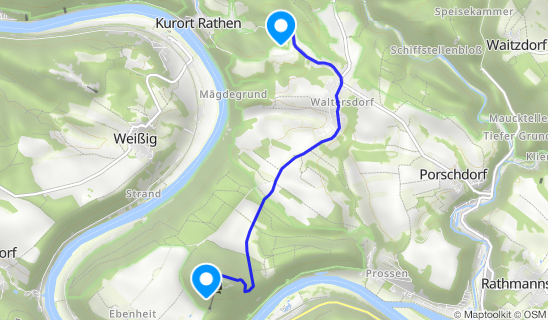 Kartenausschnitt Eisenbahnwelten im Kurort Rathen